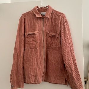 Urban Outfitters Dusty-Pink Collared Corduroy zip Coat Men size M